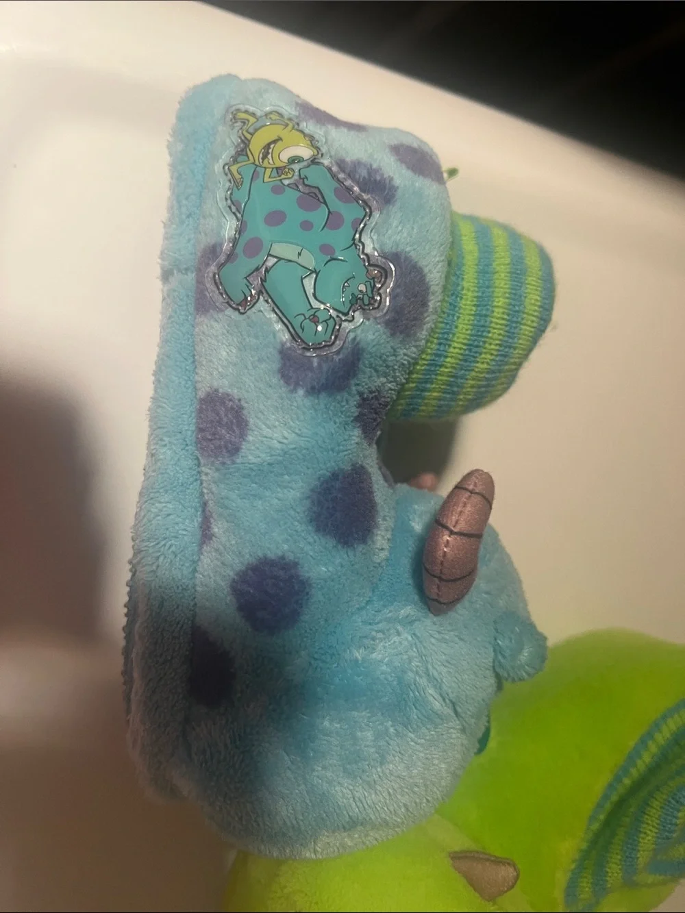 NWOT  Monsters, Inc. Plush Slippers - Blue Sulley & Green Mike